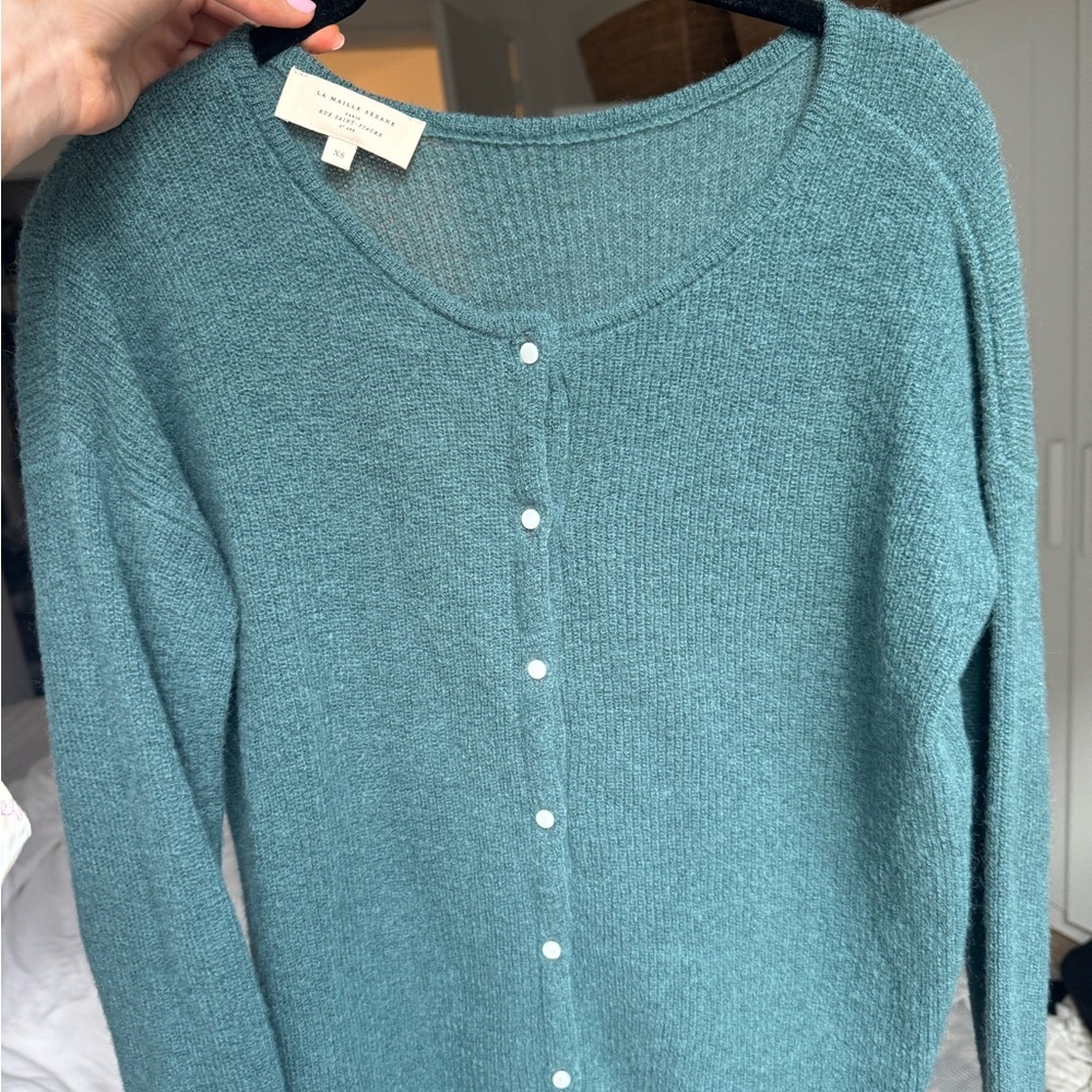 Sezane Gaspard Cardigan - S / XS - teal green - Picture 3 of 5